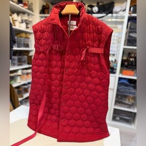 Off-White Patch Arr Buckleup Quilt Vest - Red Midium